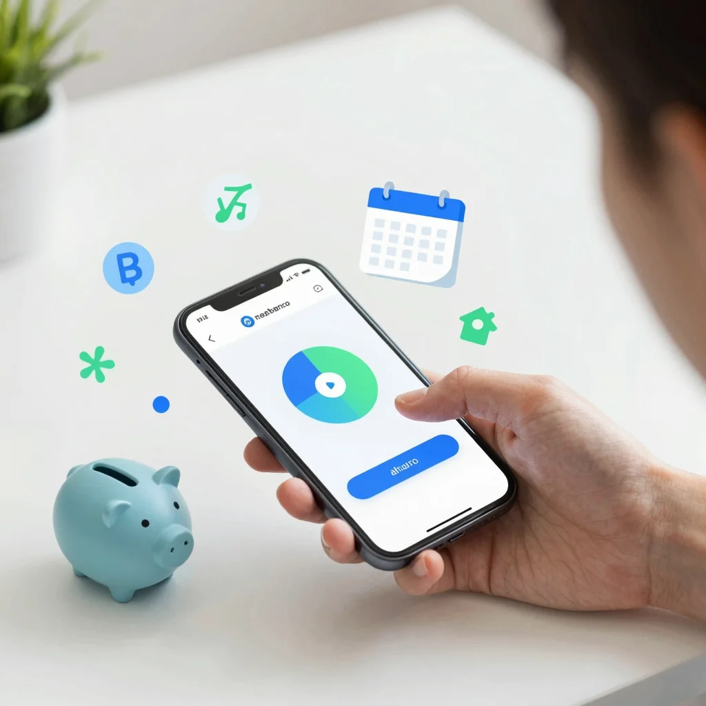 Ahorro programado en neobancos gestionado desde un móvil con metas financieras digitales.