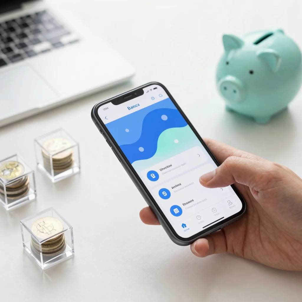 Cajas de ahorro en neobancos organizadas desde una app móvil con metas financieras visuales
