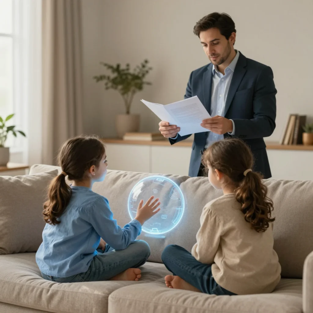 Familia protegida con asesor financiero para explicar mitos y verdades de seguros de vida