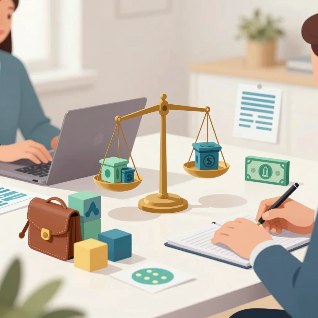 Mesa de inversión con gráficos y cartera equilibrada para adaptar la asignación de activos
