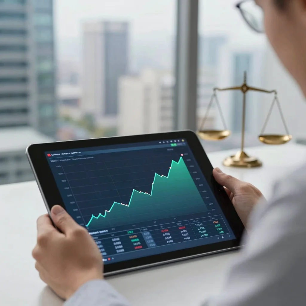 Persona analizando gráficos de inversión en el S&P 500 con enfoque en ventajas y riesgos del mercado.